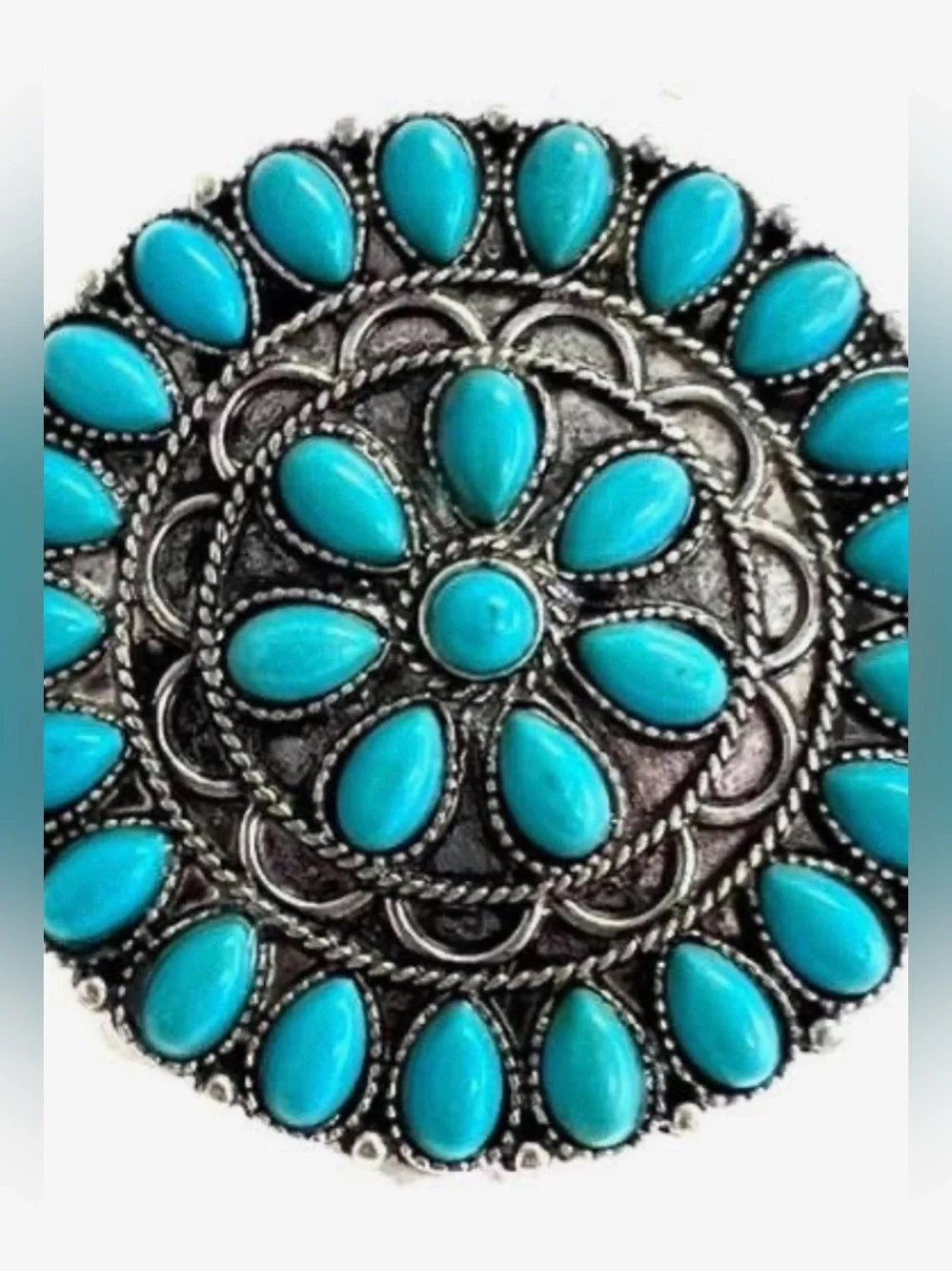 Turquoise Floral Statement Brooch - Women Jewelry
